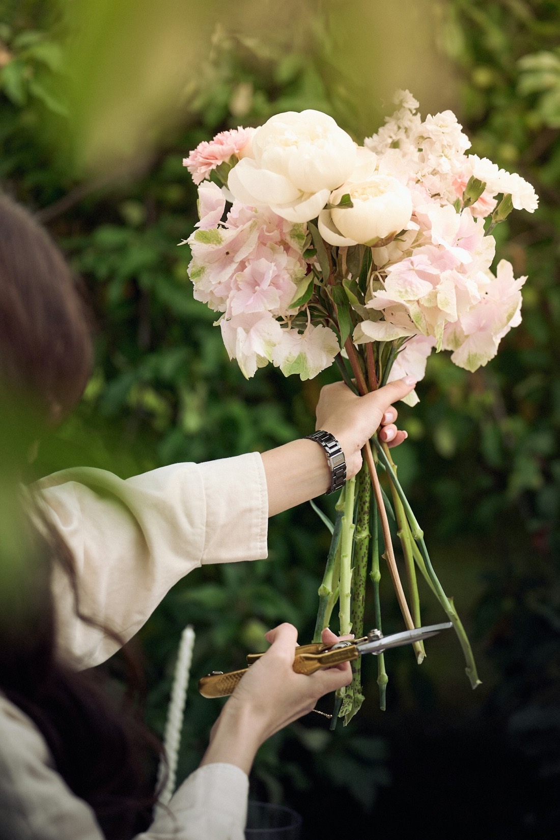 A handful of garden hydrangeas, just cut